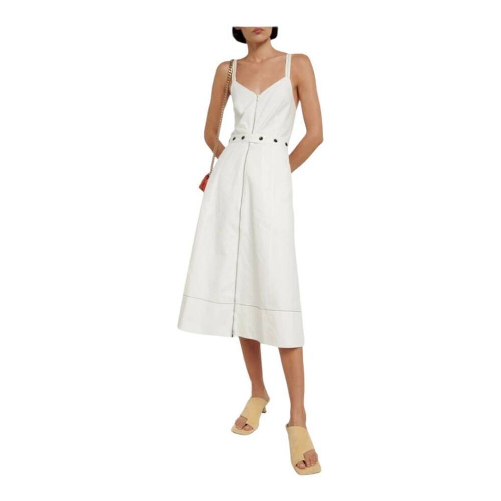Proenza Schouler White Label Linen‎ Front Zip Button Midi Dress Women’s Size 2